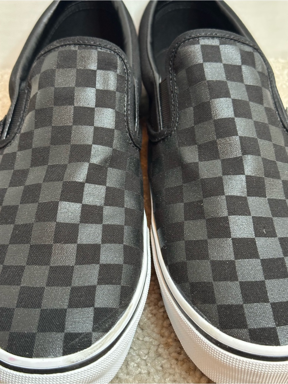 Vans Black/Gray Checkerboard Slip-On Sneakers, size 13, like new - Picture 3 of 7